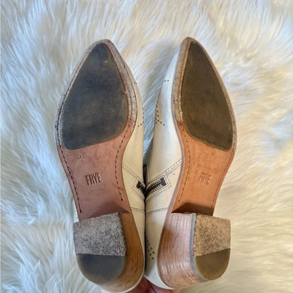 Frye Cream Western Ellen Deco Boots Sz 9 - Picture 8 of 9